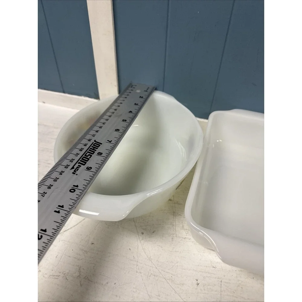 Lot Of 2 Anchor Hocking Fire-King Oval Casserole Dish + Rectangle Fruit 433 441